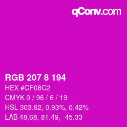 Color code: RGB 207 8 194 | qconv.com