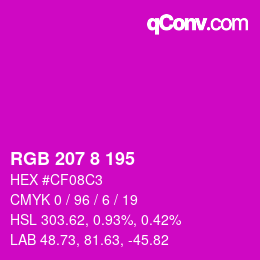 カラーコード: RGB 207 8 195 | qconv.com