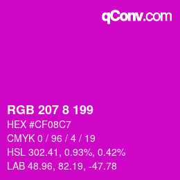 Color code: RGB 207 8 199 | qconv.com