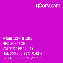 カラーコード: RGB 207 8 206 | qconv.com