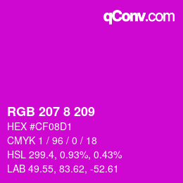 カラーコード: RGB 207 8 209 | qconv.com