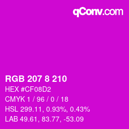 Color code: RGB 207 8 210 | qconv.com