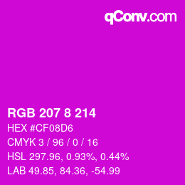 Color code: RGB 207 8 214 | qconv.com