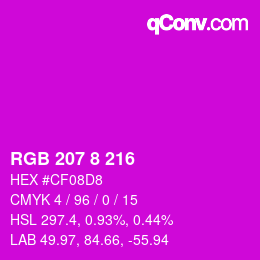 颜色代码: RGB 207 8 216 | qconv.com