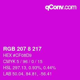 Color code: RGB 207 8 217 | qconv.com
