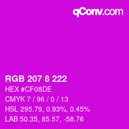 カラーコード: RGB 207 8 222 | qconv.com