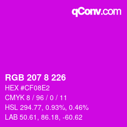 カラーコード: RGB 207 8 226 | qconv.com