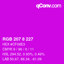 Color code: RGB 207 8 227 | qconv.com
