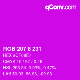 カラーコード: RGB 207 8 231 | qconv.com