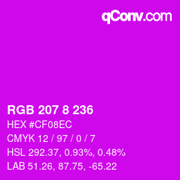 Farbcode: RGB 207 8 236 | qconv.com