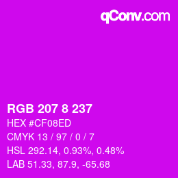 Color code: RGB 207 8 237 | qconv.com