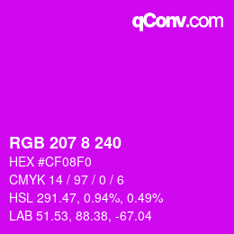 Color code: RGB 207 8 240 | qconv.com