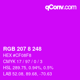颜色代码: RGB 207 8 248 | qconv.com