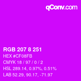Color code: RGB 207 8 251 | qconv.com