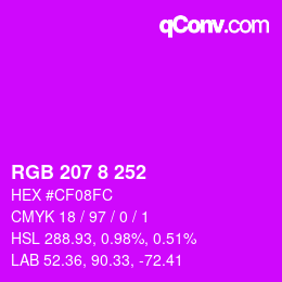 颜色代码: RGB 207 8 252 | qconv.com