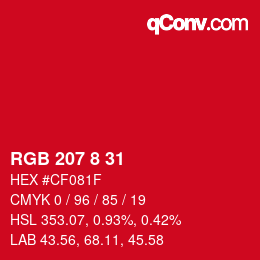Color code: RGB 207 8 31 | qconv.com