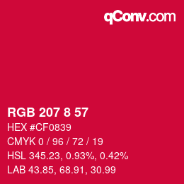 カラーコード: RGB 207 8 57 | qconv.com