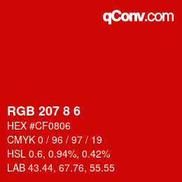 Color code: RGB 207 8 6 | qconv.com