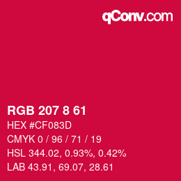 カラーコード: RGB 207 8 61 | qconv.com