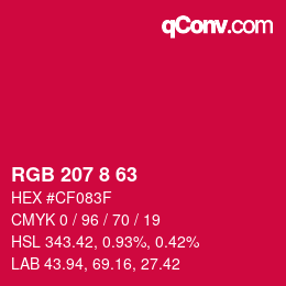 Color code: RGB 207 8 63 | qconv.com