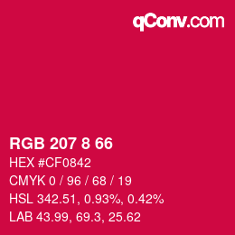 カラーコード: RGB 207 8 66 | qconv.com