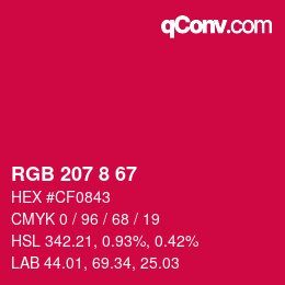 Color code: RGB 207 8 67 | qconv.com