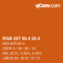 カラーコード: RGB 207 90.4 20.4 | qconv.com