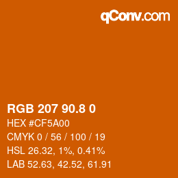 カラーコード: RGB 207 90.8 0 | qconv.com