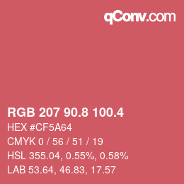 カラーコード: RGB 207 90.8 100.4 | qconv.com