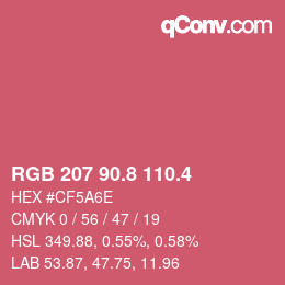 カラーコード: RGB 207 90.8 110.4 | qconv.com