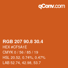 カラーコード: RGB 207 90.8 30.4 | qconv.com
