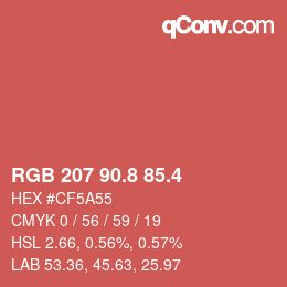 カラーコード: RGB 207 90.8 85.4 | qconv.com