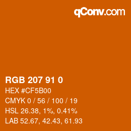 Color code: RGB 207 91 0 | qconv.com