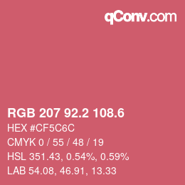カラーコード: RGB 207 92.2 108.6 | qconv.com