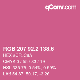 カラーコード: RGB 207 92.2 138.6 | qconv.com