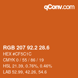 カラーコード: RGB 207 92.2 28.6 | qconv.com