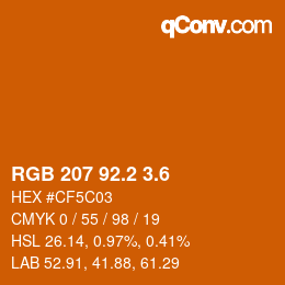 カラーコード: RGB 207 92.2 3.6 | qconv.com