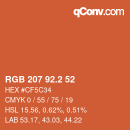 カラーコード: RGB 207 92.2 52 | qconv.com