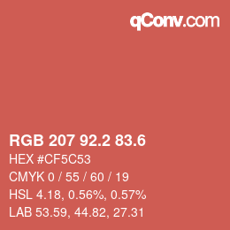 カラーコード: RGB 207 92.2 83.6 | qconv.com