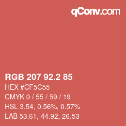 カラーコード: RGB 207 92.2 85 | qconv.com