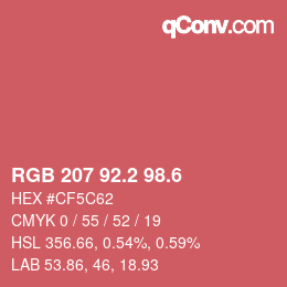 カラーコード: RGB 207 92.2 98.6 | qconv.com