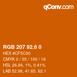 カラーコード: RGB 207 92.6 0 | qconv.com