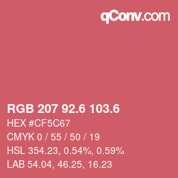 カラーコード: RGB 207 92.6 103.6 | qconv.com