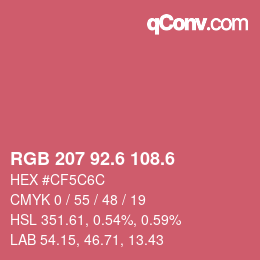カラーコード: RGB 207 92.6 108.6 | qconv.com