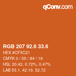 カラーコード: RGB 207 92.6 33.6 | qconv.com