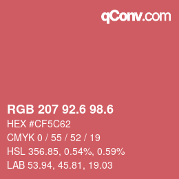 カラーコード: RGB 207 92.6 98.6 | qconv.com