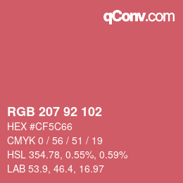 カラーコード: RGB 207 92 102 | qconv.com