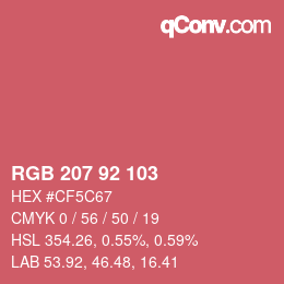 カラーコード: RGB 207 92 103 | qconv.com
