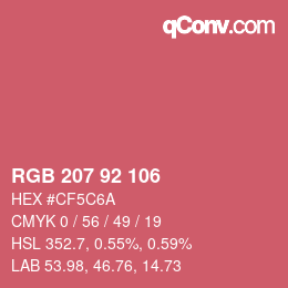 Color code: RGB 207 92 106 | qconv.com