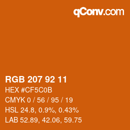 カラーコード: RGB 207 92 11 | qconv.com